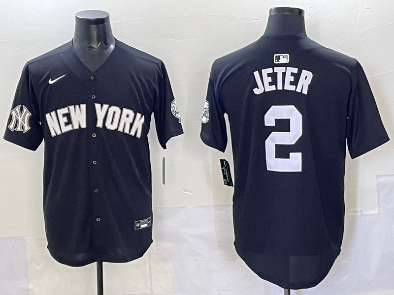 Men 2025 New York Yankees 2 Jeter black Nike MLB Jersey style 725005